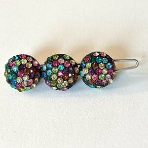 Crystal Multi-Color Rhinestone Triple Circle Hair Clip